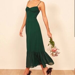 Reformation Emerald Green Emersyn Dress Womens Sz 8